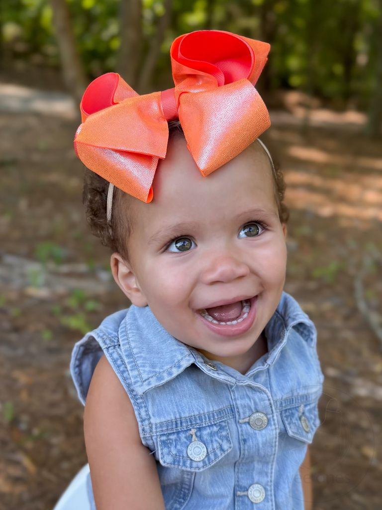 King Mirror Dot and Grosgrain Overlay Hair Bow