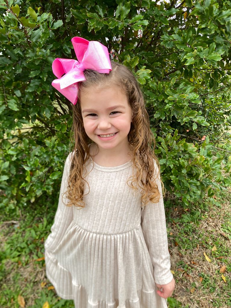 King Mirror Dot and Grosgrain Overlay Hair Bow