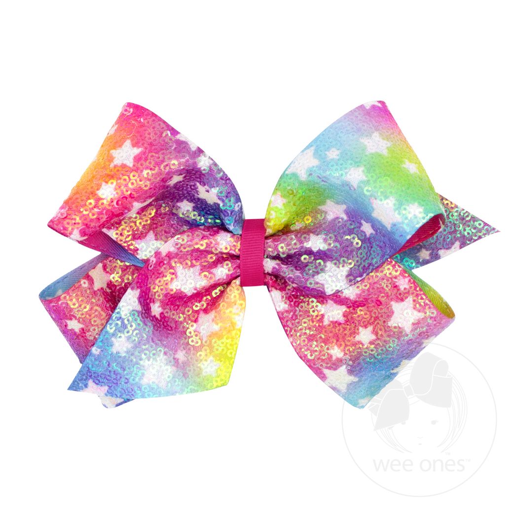 King Ombre Star-Printed Sequin Hair Bow - STAR