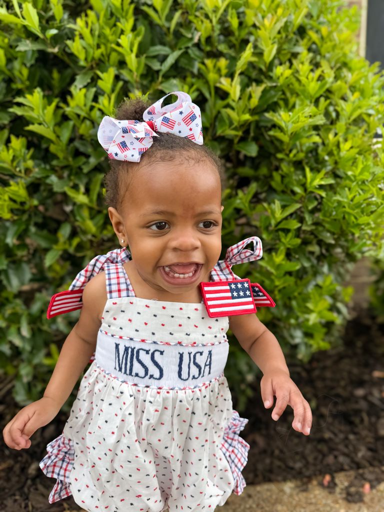 Medium Grosgrain Hair Bow with Americana Flag Print