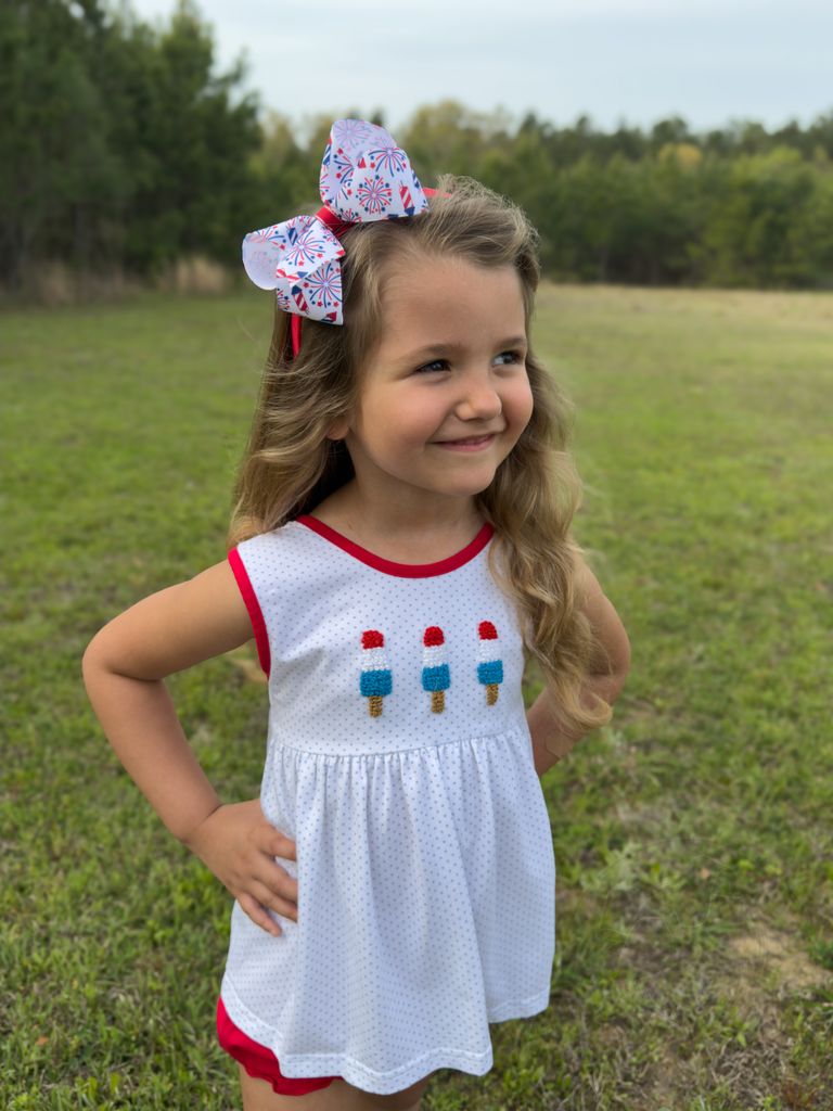 Medium Grosgrain Hair Bow with Firework Print