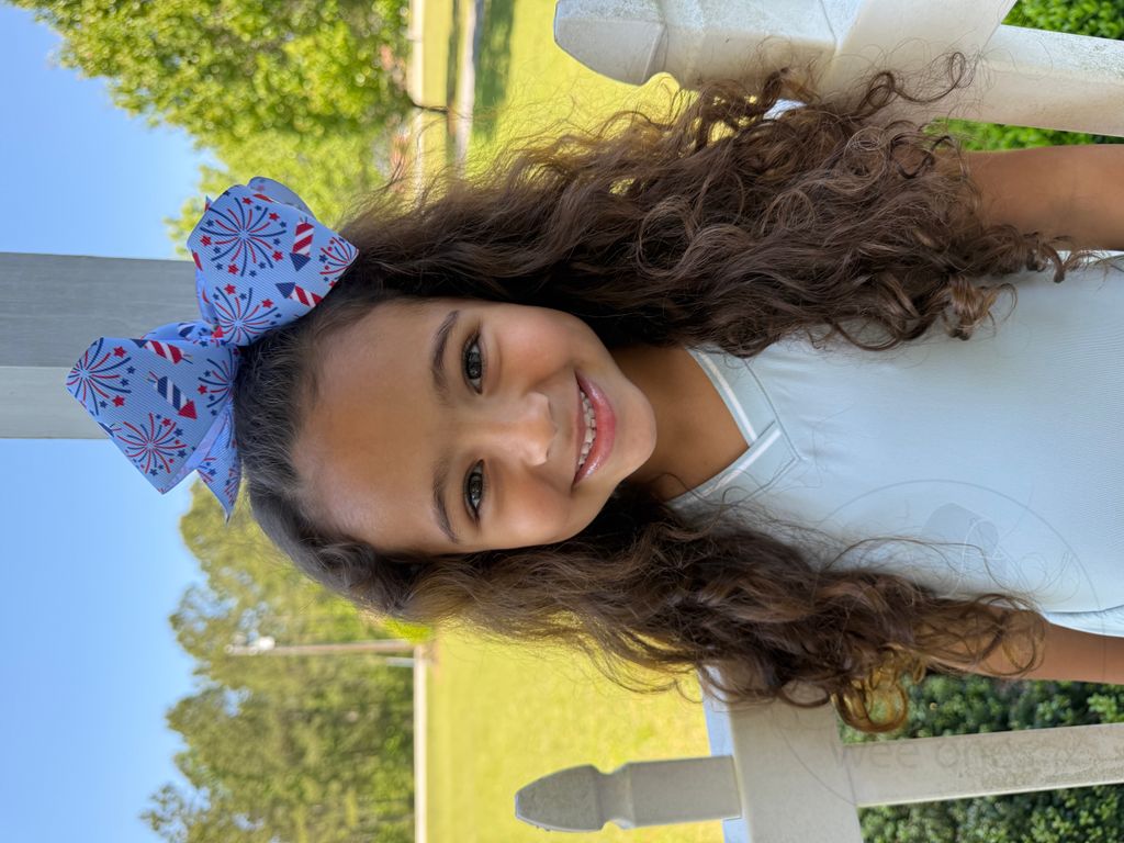 King Grosgrain Hair Bow with Millenium Blue Firework Print
