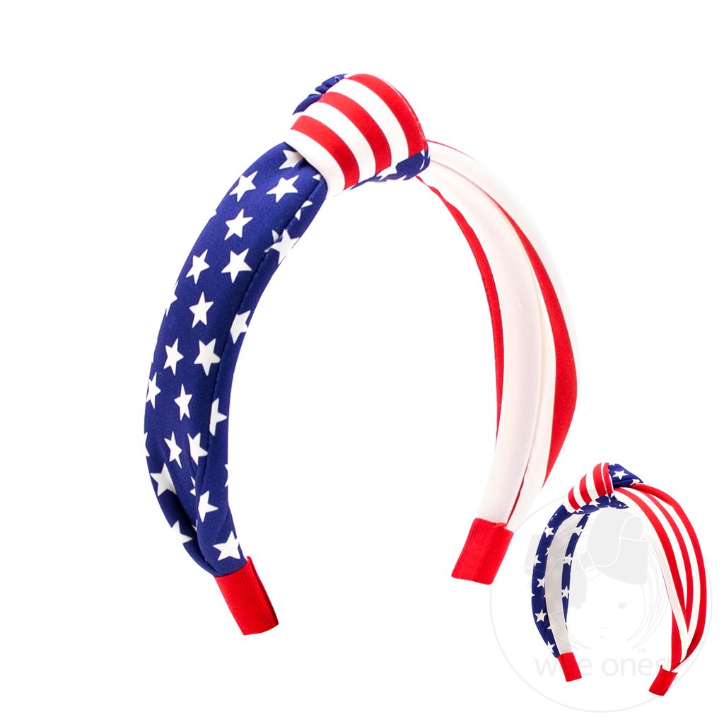 Patriotic Printed Knot Padded Headband - ROYAL