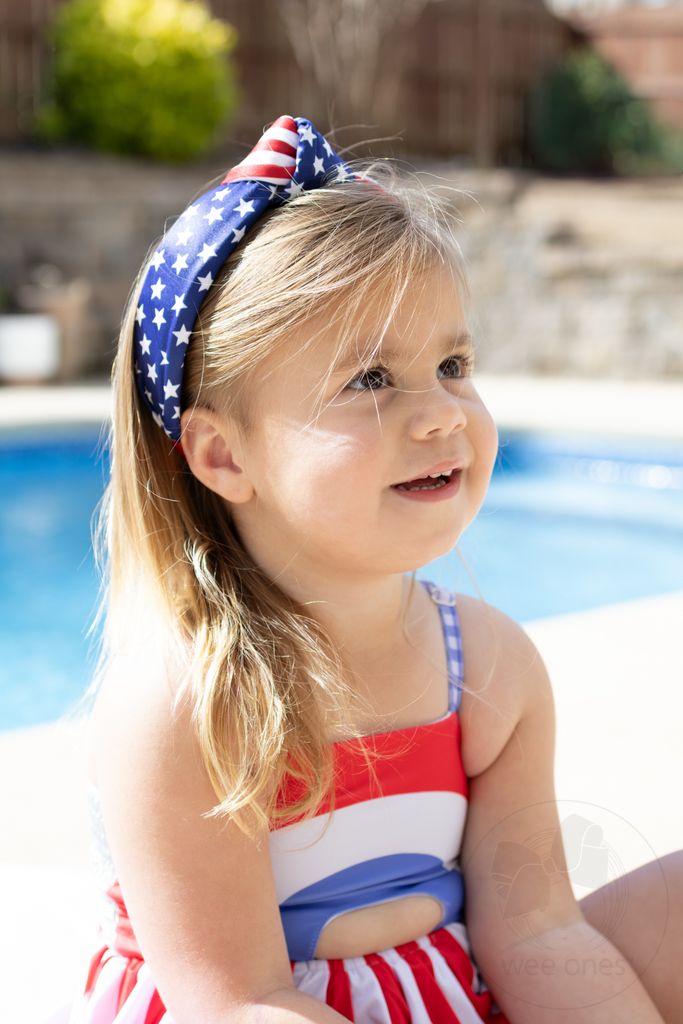 Navy Patriotic Printed Knot Padded Headband