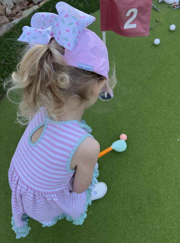 King Golf Green Print Country Club-Inspired Grosgrain Hair Bow
