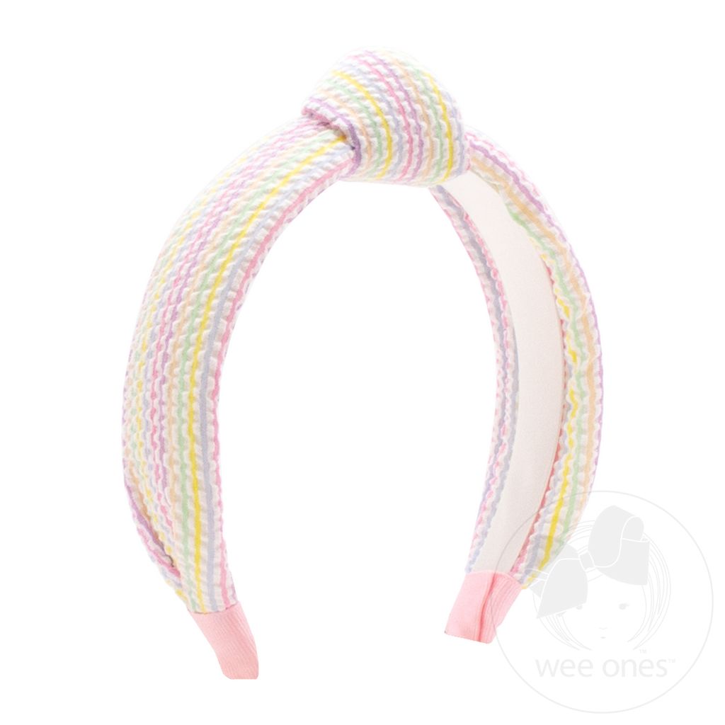 Genuine Seersucker Fabric Knot Padded Headband - MULTI
