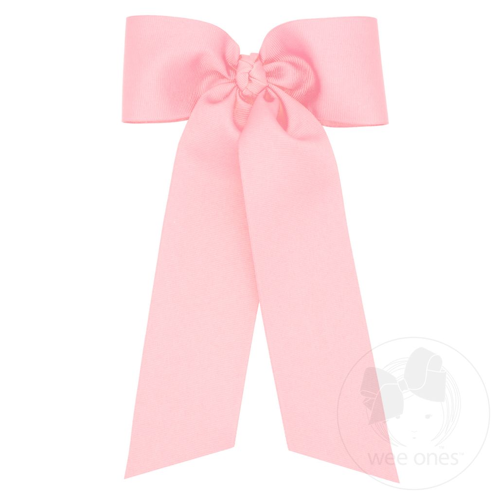 King Grosgrain Hair Bowtie with Knot Wrap and Streamer Tails - LT PINK