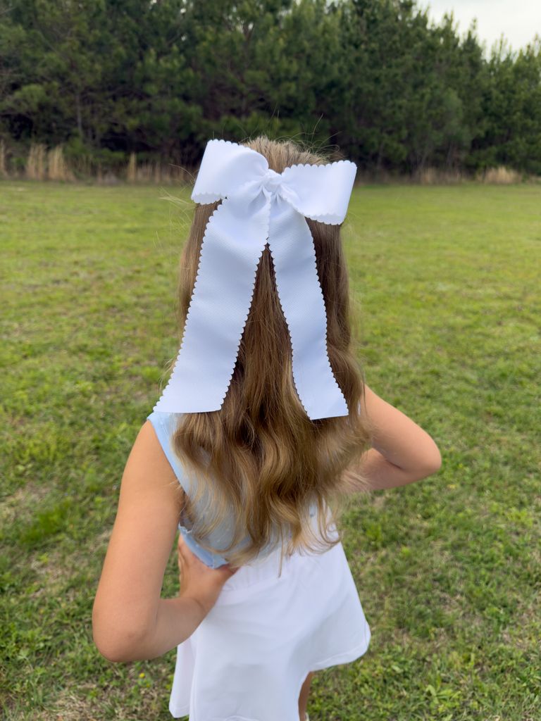 King Grosgrain Bowtie with Scalloped Edge, Knot Wrap, and Streamer Tails