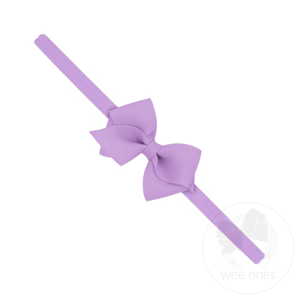 Wee Grosgrain Bow on Matching Skinny Nylon Band - LT ORCHID