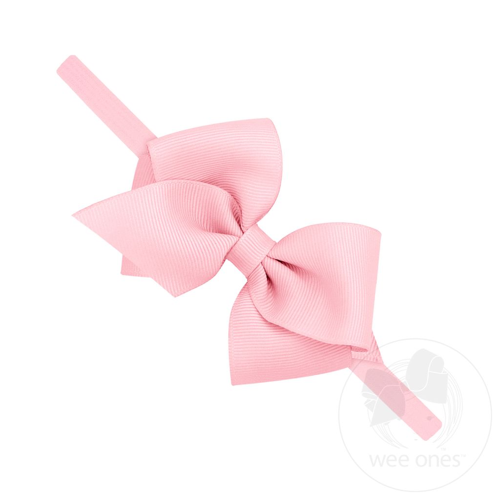 Extra Small Grosgrain Bow on Matching Skinny Nylon Band - LT PINK