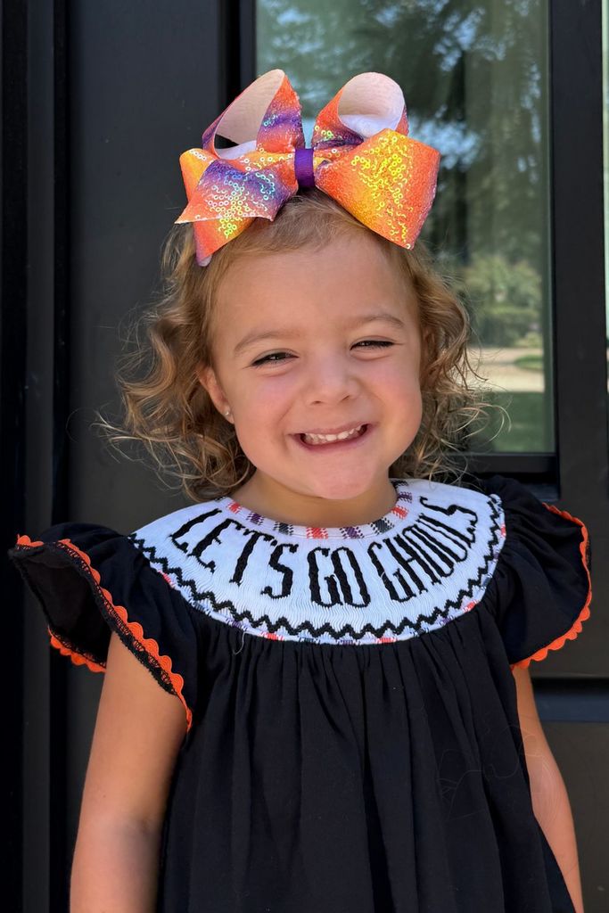 Medium Ombre Stripe Print Sequin Hair Bow