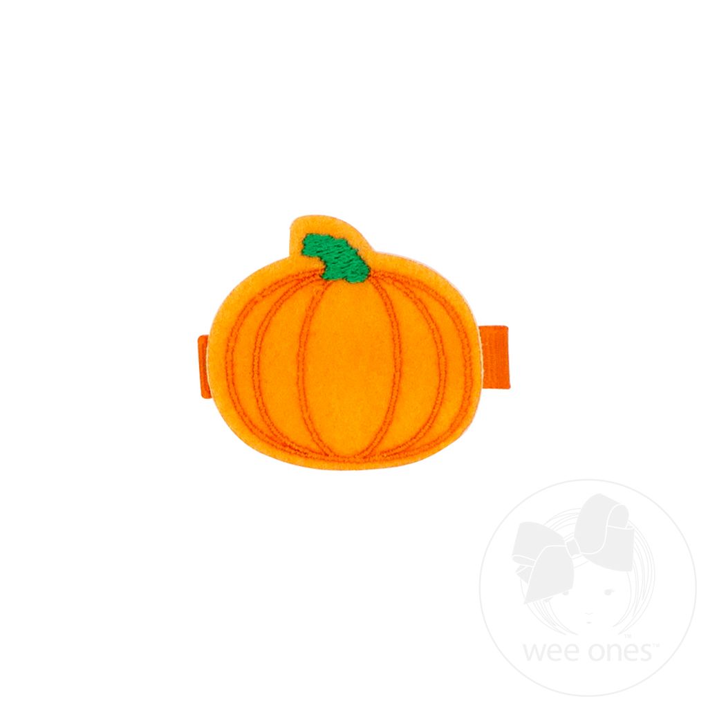 Harvest Pumpkin Embroidery Felt Hair Clip - PUMPKIN