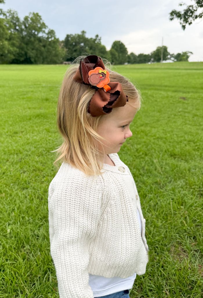Harvest Turkey Embroidery Felt Hair Clip
