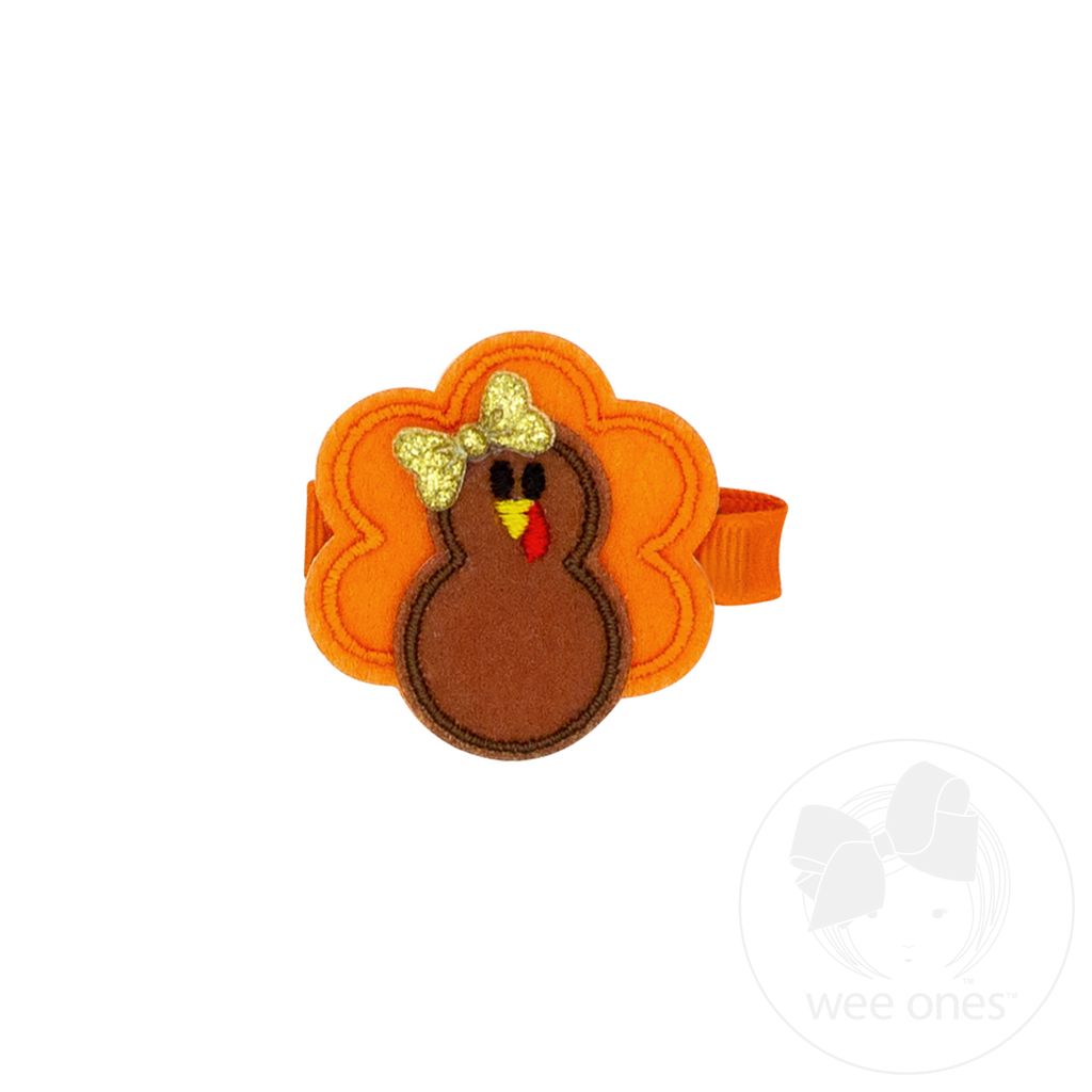 Harvest Turkey Embroidery Felt Hair Clip - TURKEY