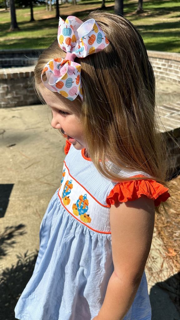 Medium Harvest Print Grosgrain Hair Bow