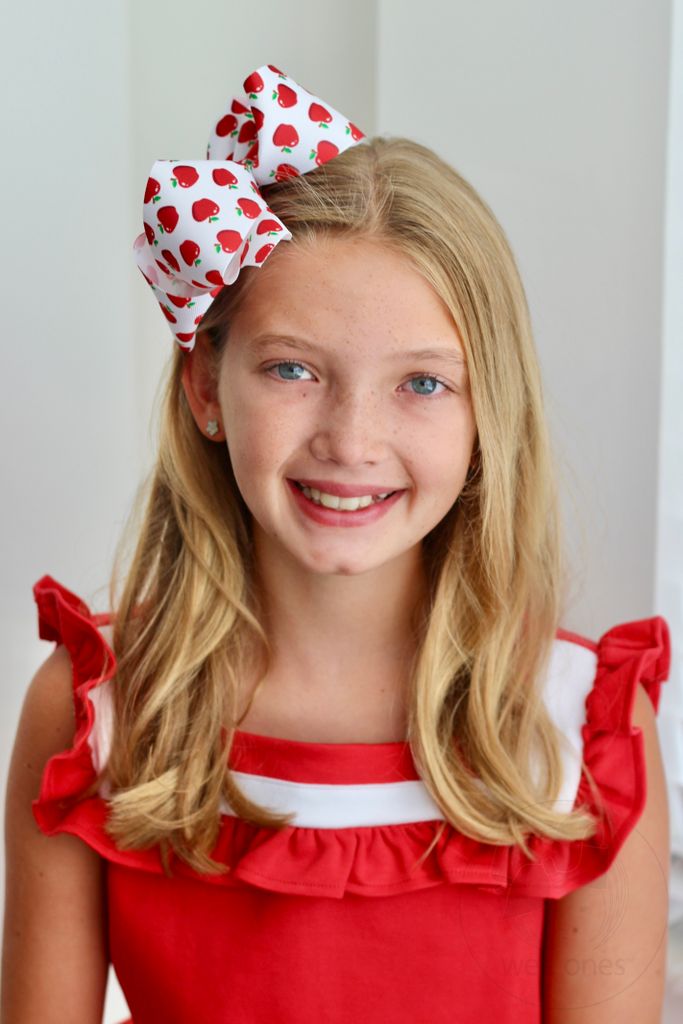 King Harvest Apple Print Grosgrain Hair Bow