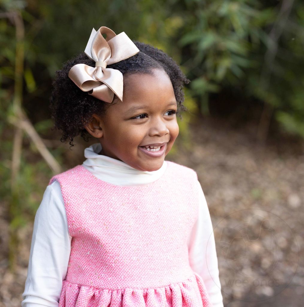 Mini Crepe Satin with Grosgrain Underlay Hair Bow