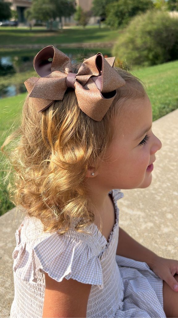 Medium Shimmer Fabric with Grosgrain Underlay Hair Bow