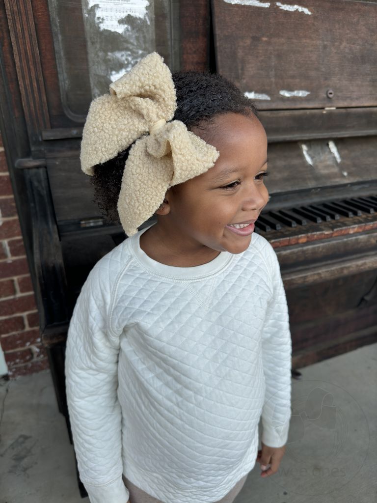 Medium Faux Sherpa Whimsy Tails with Grosgrain Wrap