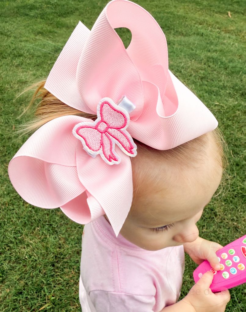Bow Embroidered Iridescent Glitter on Felt Hair Clip