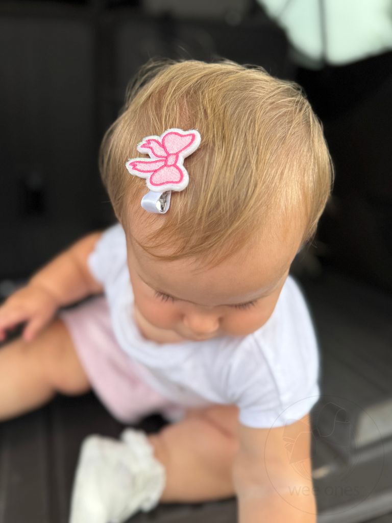 Bow Embroidered Iridescent Glitter on Felt Hair Clip