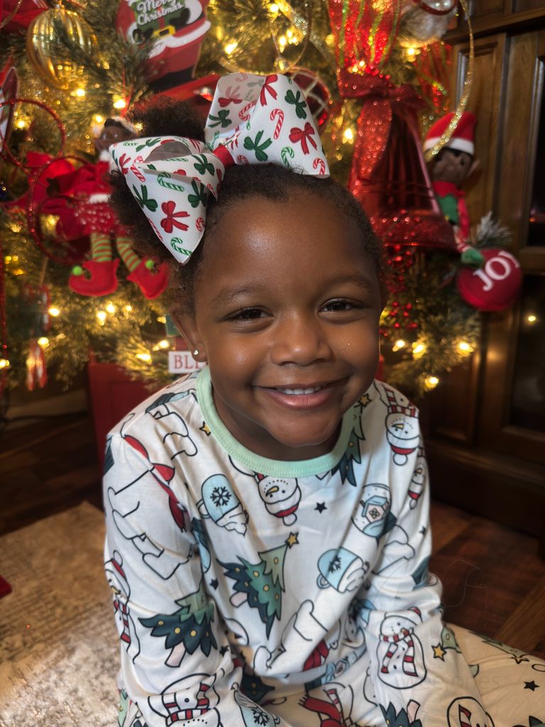 Medium Christmas Candy Cane Print Grosgrain Hair Bow	