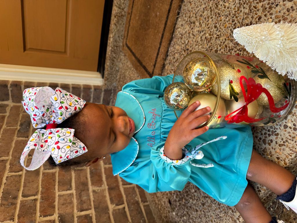 King Christmas Lights Print Grosgrain Hair Bow	