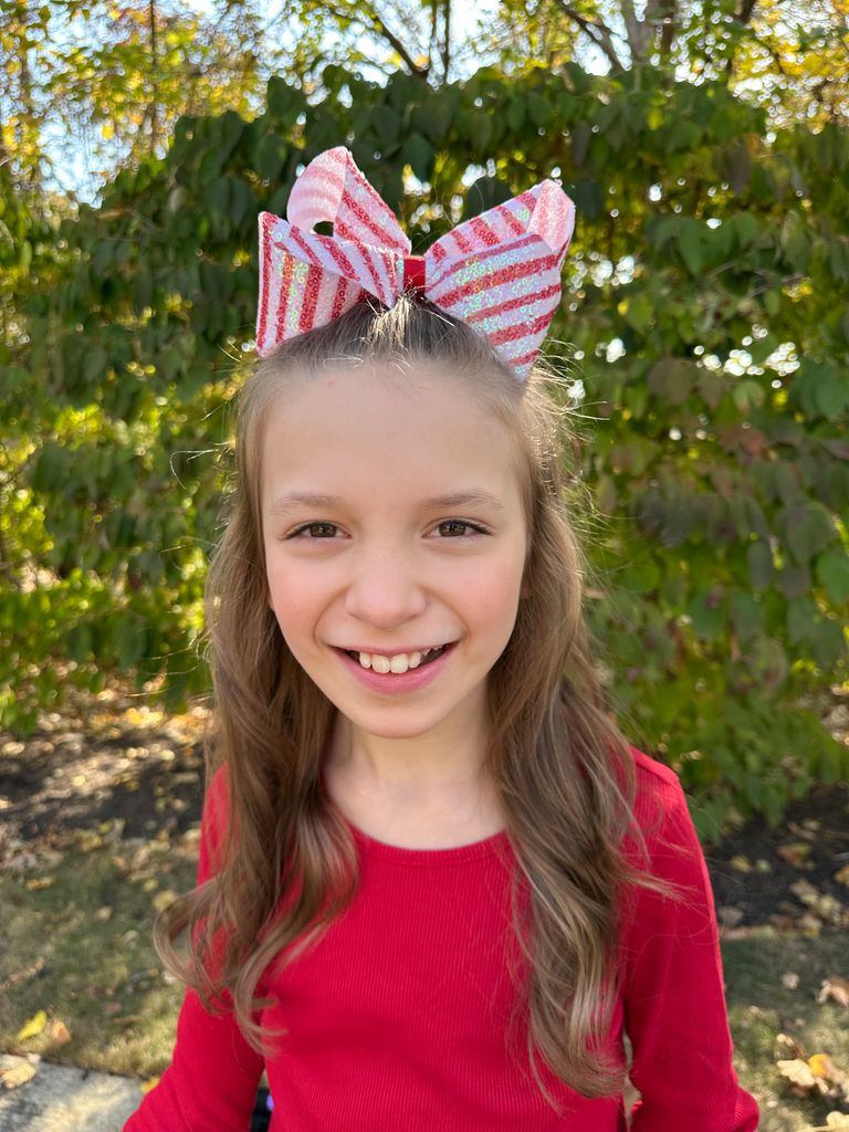King Stripe Print Sequin Hair Bow
