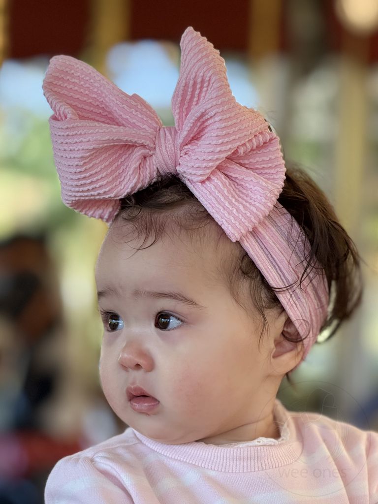 Ribbed Knit Loop Bow on Wide Matching Band