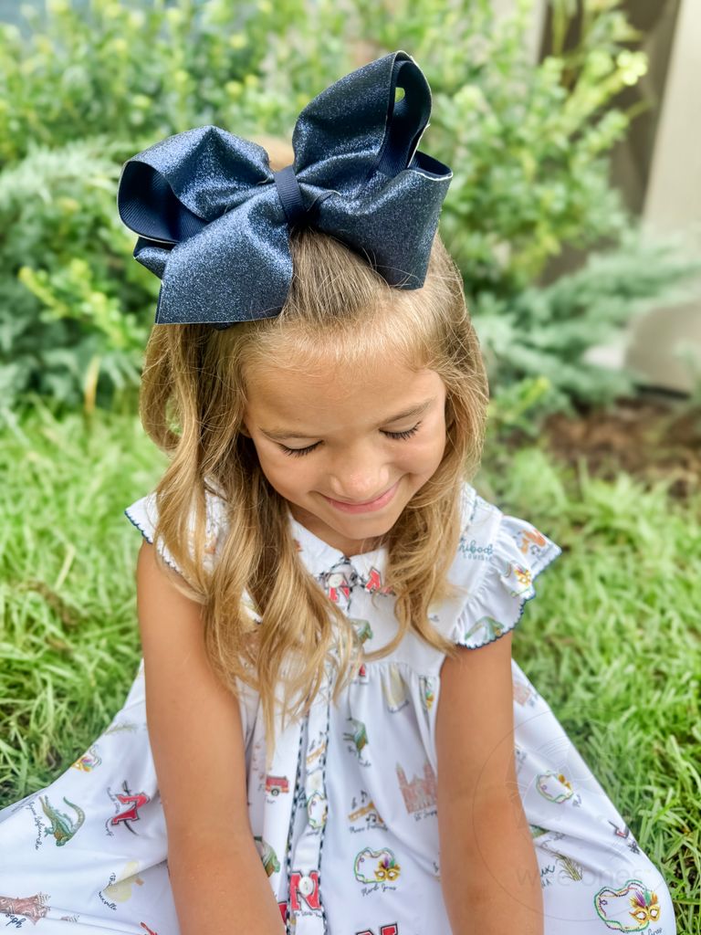 King Glitter Vinyl with Grosgrain Underlay Hair Bow