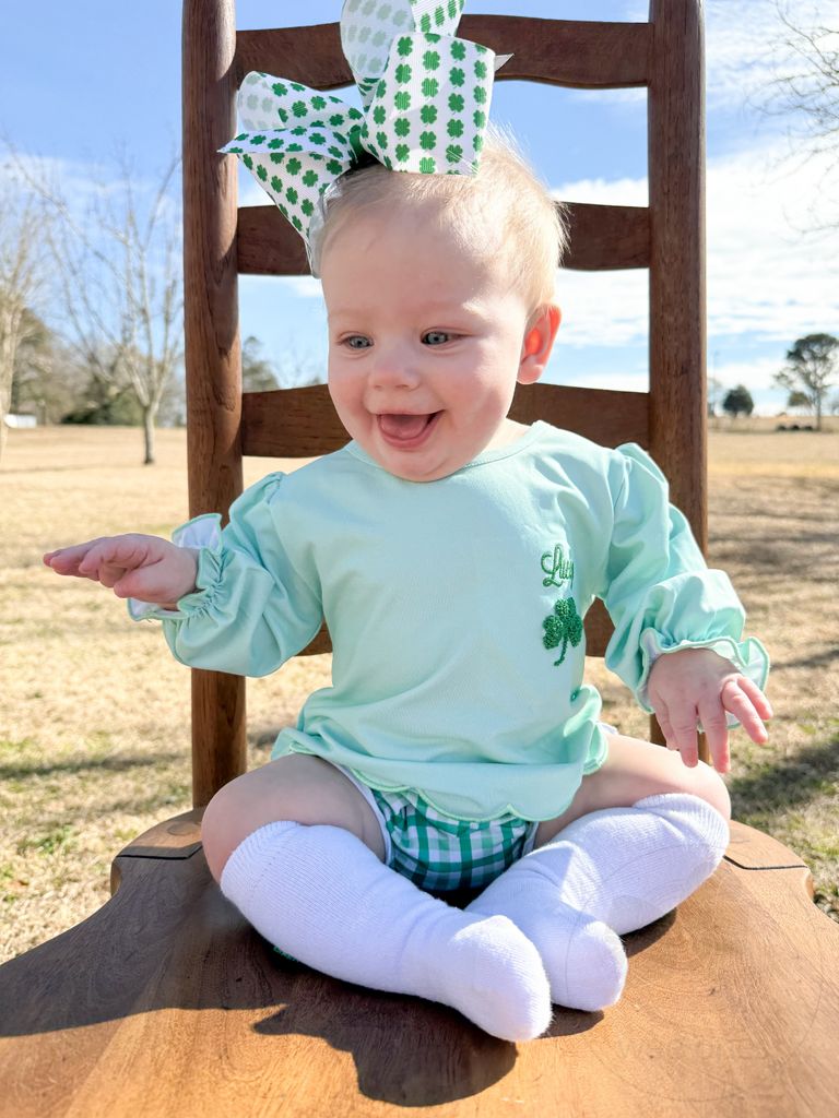 King Shamrock Print Grosgrain Hair Bow