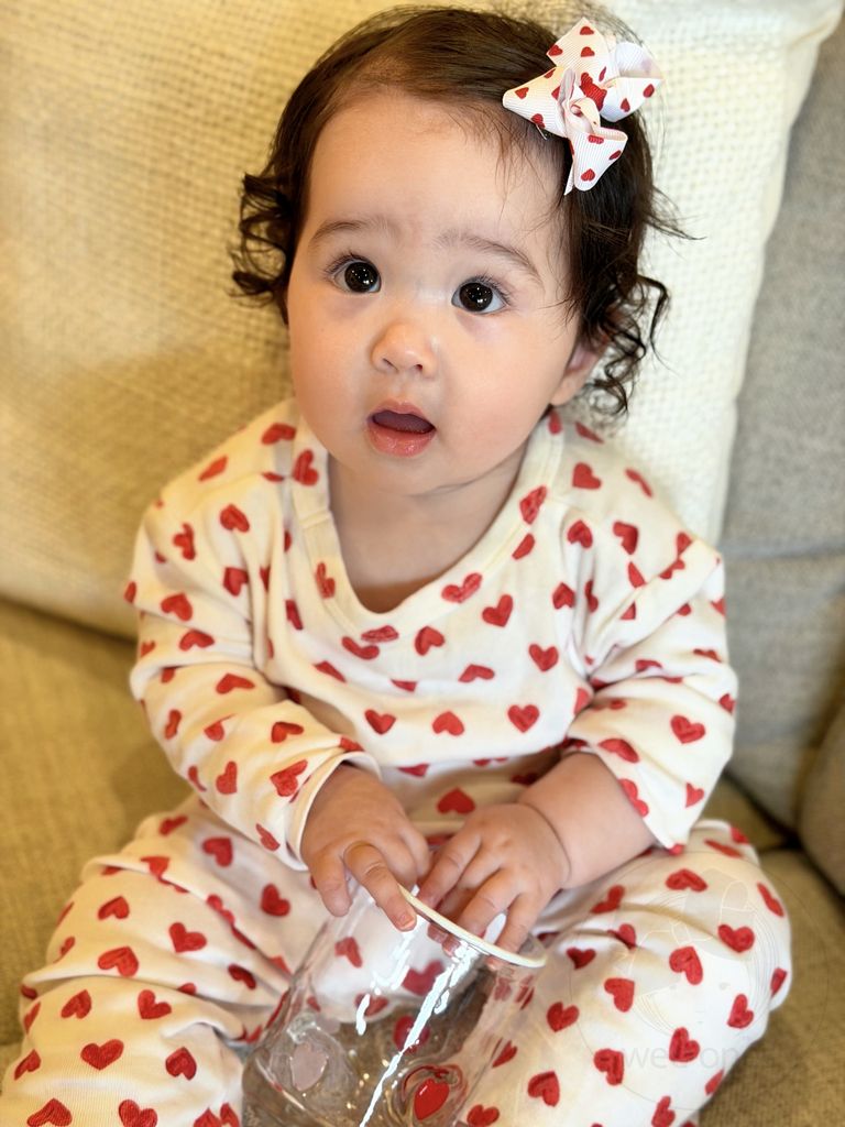 Mini Heart Print Grosgrain Bow