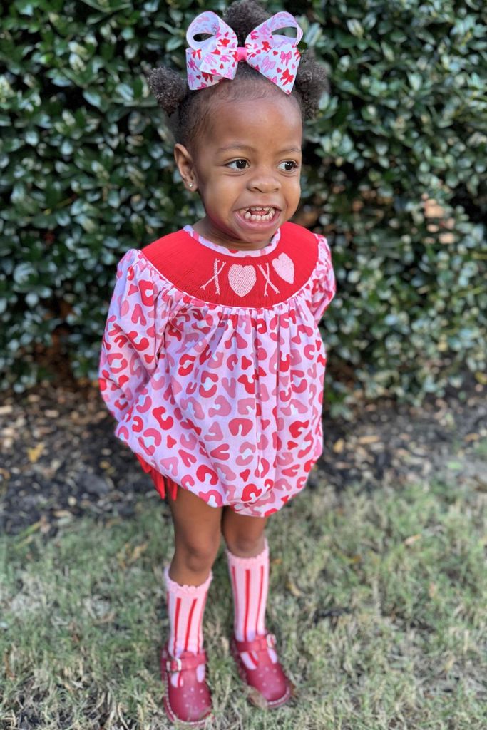 Medium Heart Print Grosgrain Hair Bow