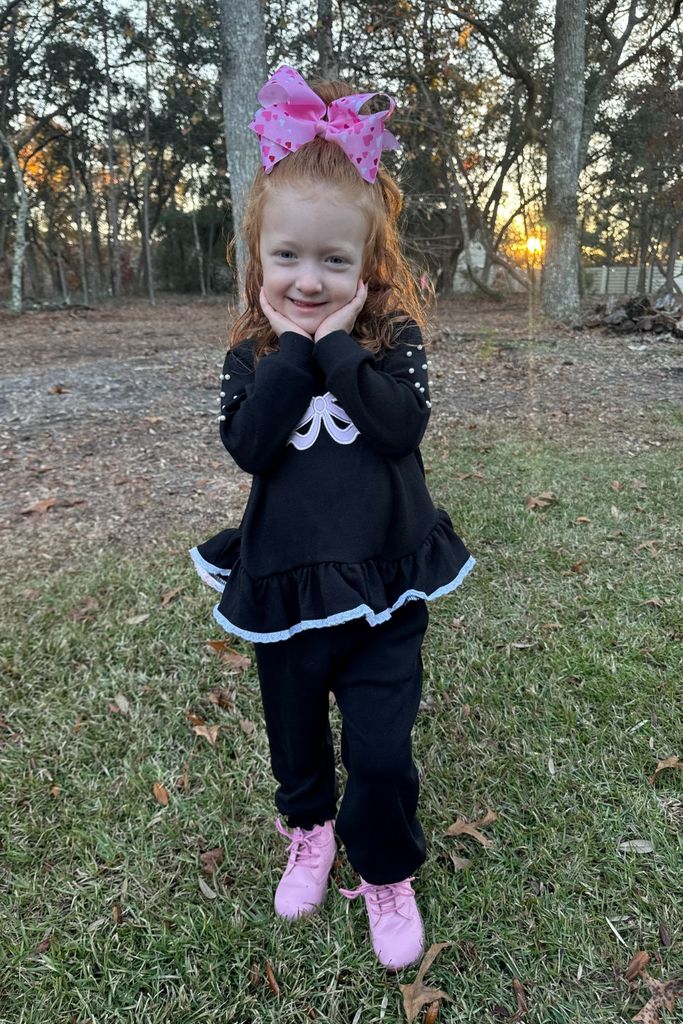 King Heart Print Grosgrain Hair Bow