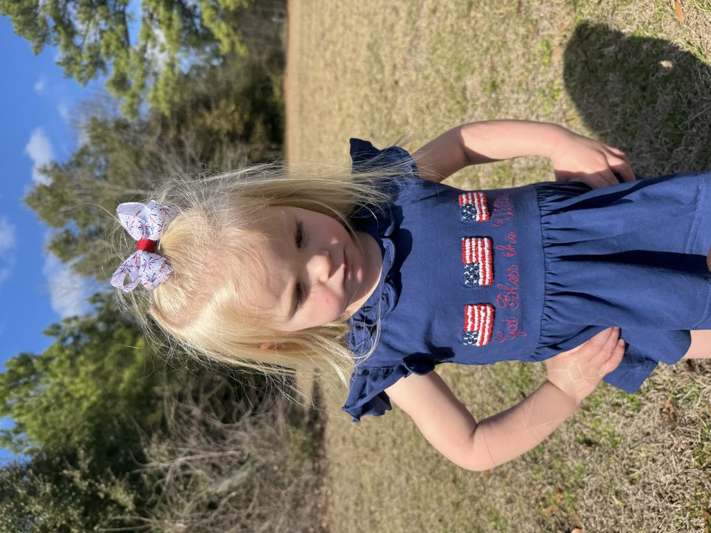 Mini Patriotic Print Grosgrain Hair Bow