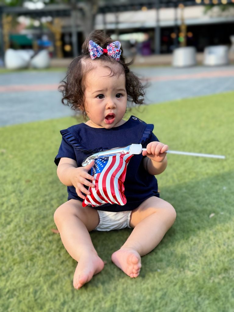 Mini Patriotic Print Grosgrain Hair Bow