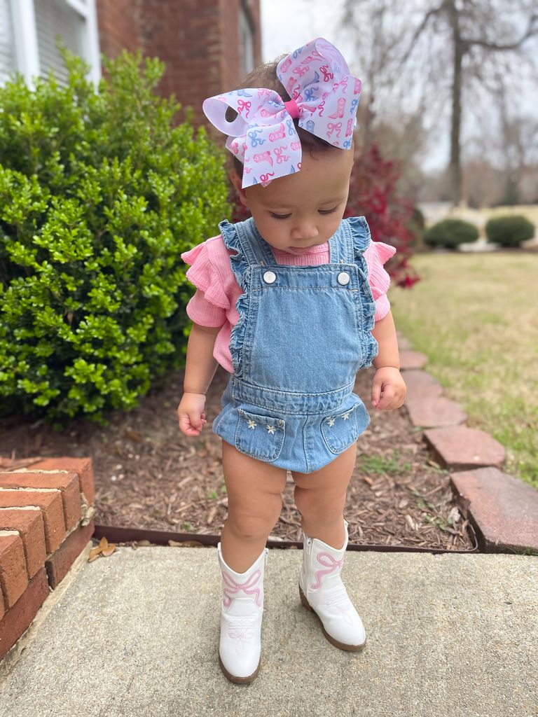 King Boots and Bows Print Grosgrain Hair Bow