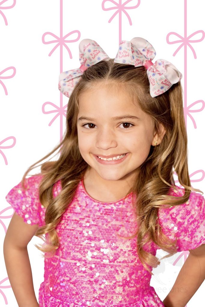 Medium It's My Birthday Print Grosgrain Hair Bow