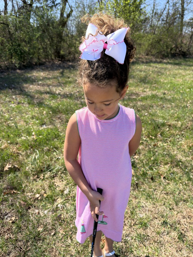 King Golf Clubs Embroidered Moonstitch Edge Hair Bow