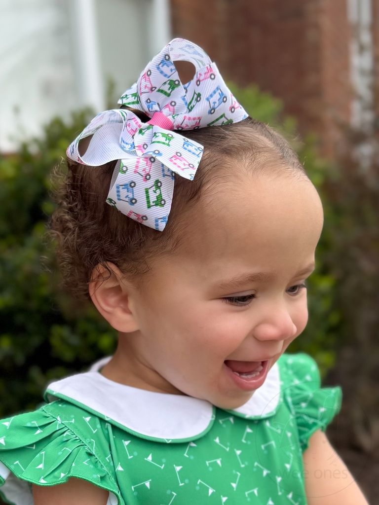 Medium Golf Cart Print Grosgrain Hair Bow