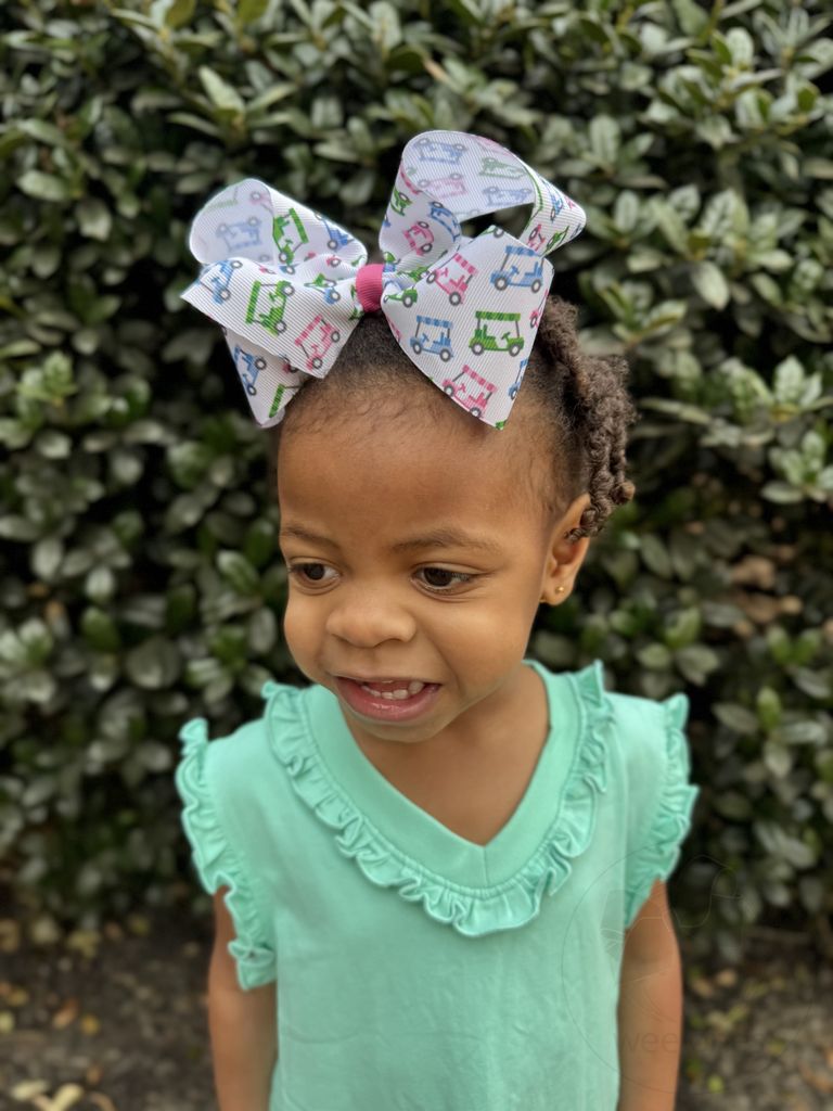 King Golf Cart Print Grosgrain Hair Bow