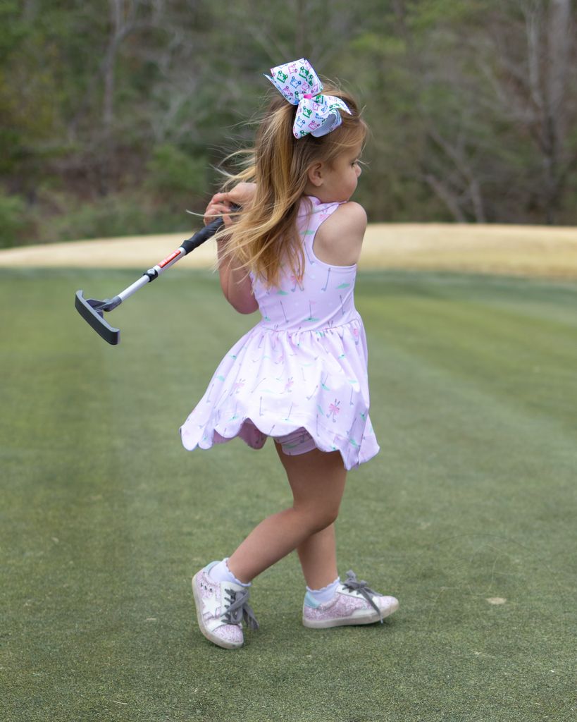 King Golf Cart Print Grosgrain Hair Bow