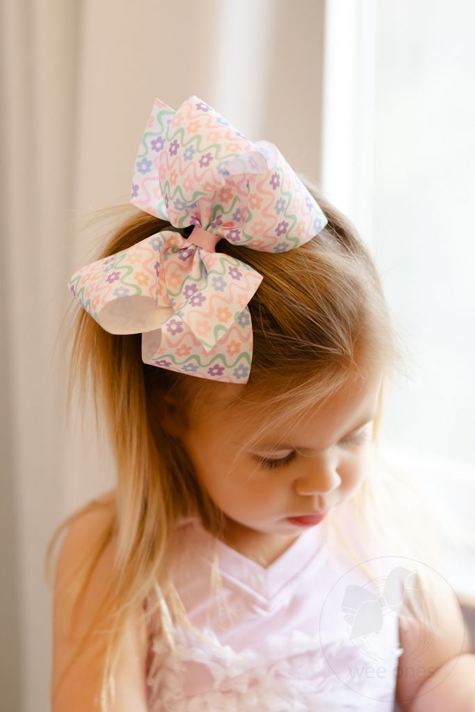 King Easter Print Grosgrain Hair Bow