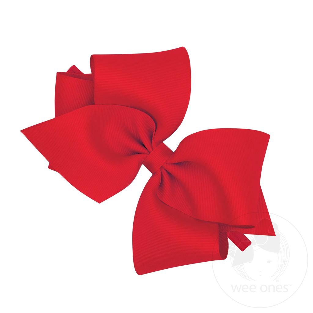Mini King Grosgrain Hair Bow on Baby Band - RED