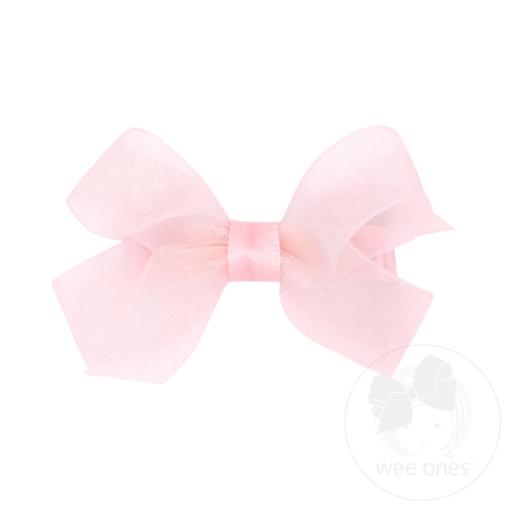Tiny Classic Organza Single Hair Bow - LT PINK