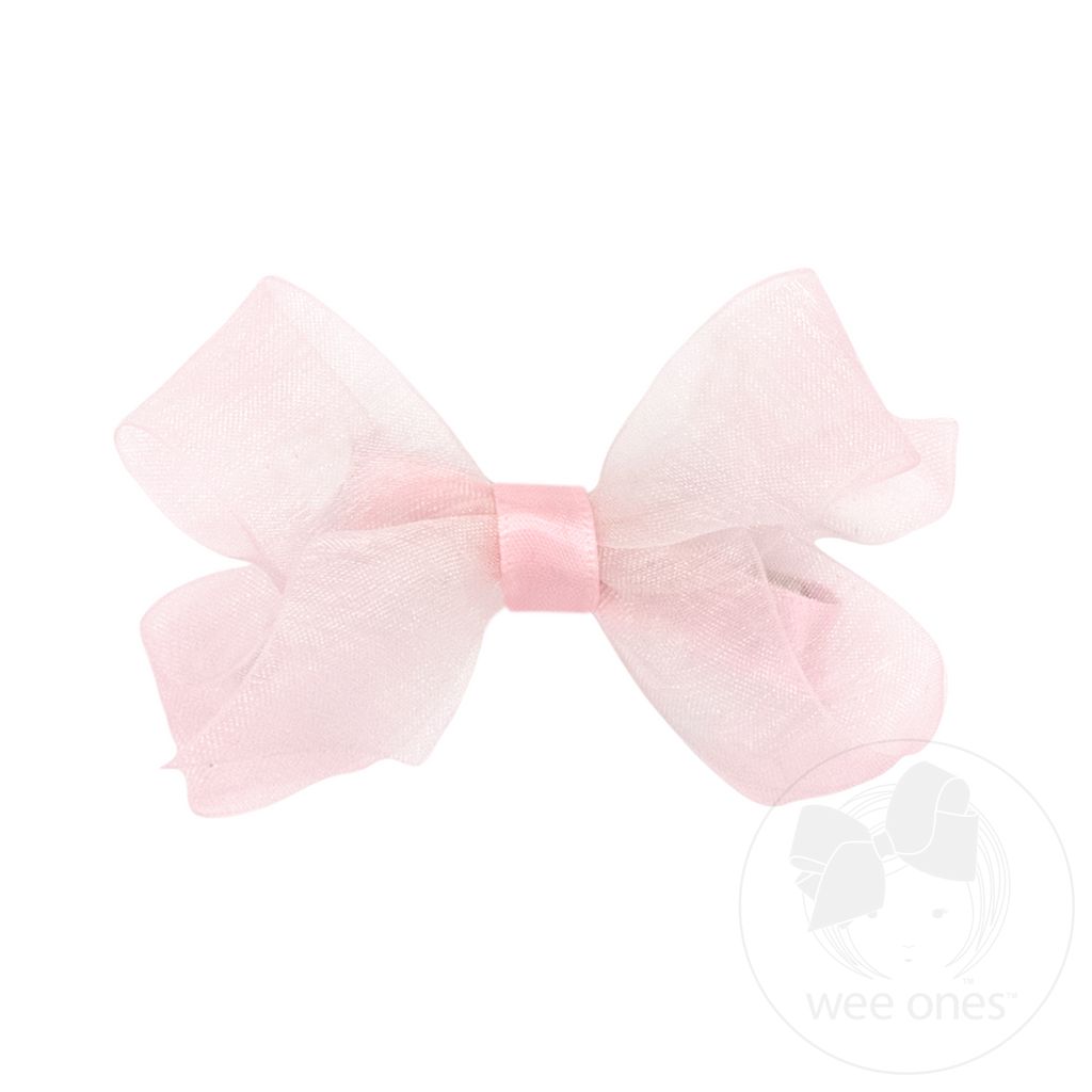 Mini Classic Organza Single Hair Bow - LT PINK