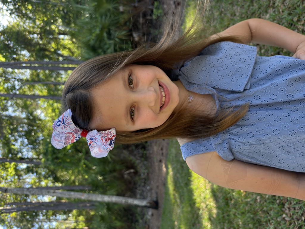 Medium Americana Print Metallic Edge Grosgrain Hair Bow