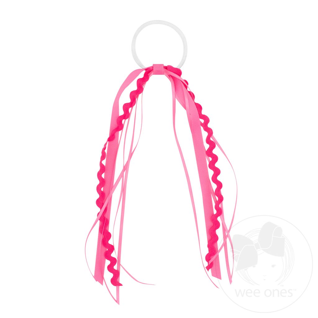 Grosgrain and Ric-Rac Ribbon Streamer Pony - HOT PINK