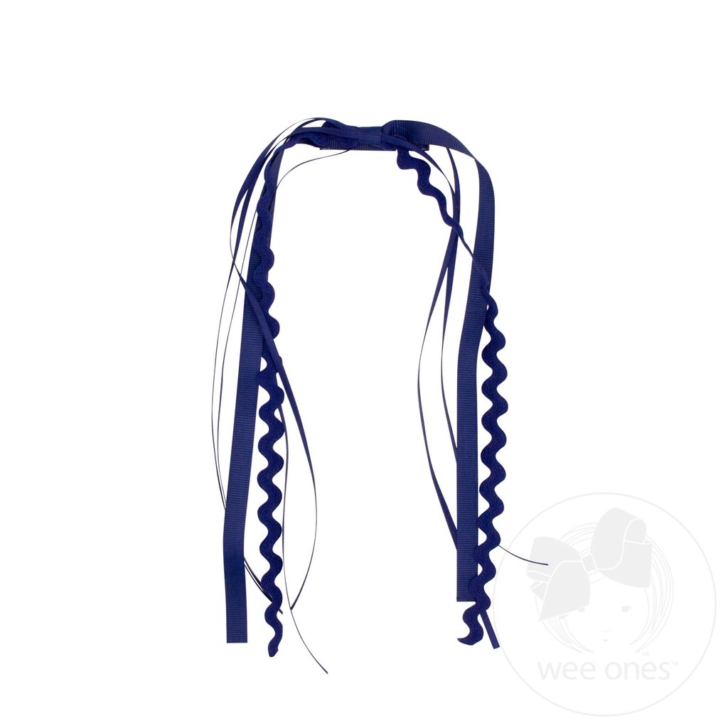 Grosgrain and Ric-Rac Ribbon Streamer Hair Clip - NAVY
