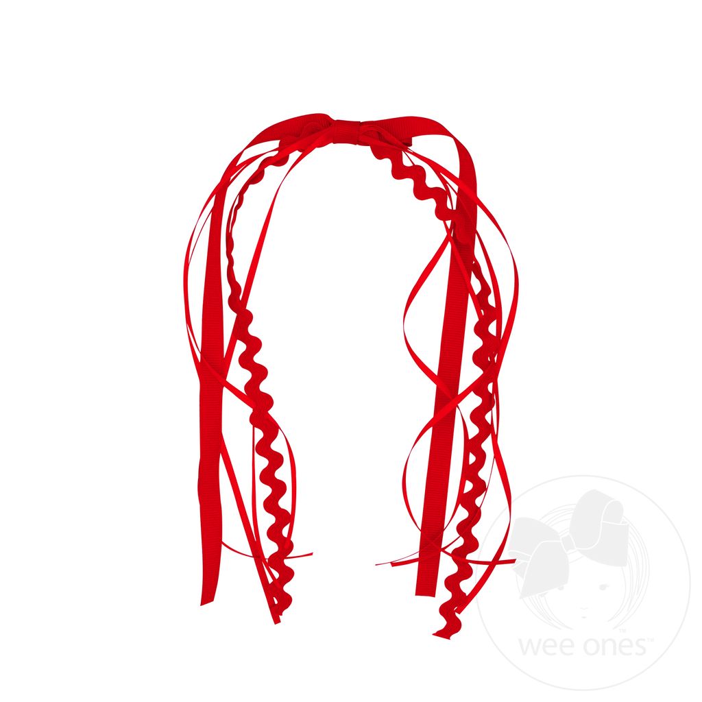 Grosgrain and Ric-Rac Ribbon Streamer Hair Clip - RED